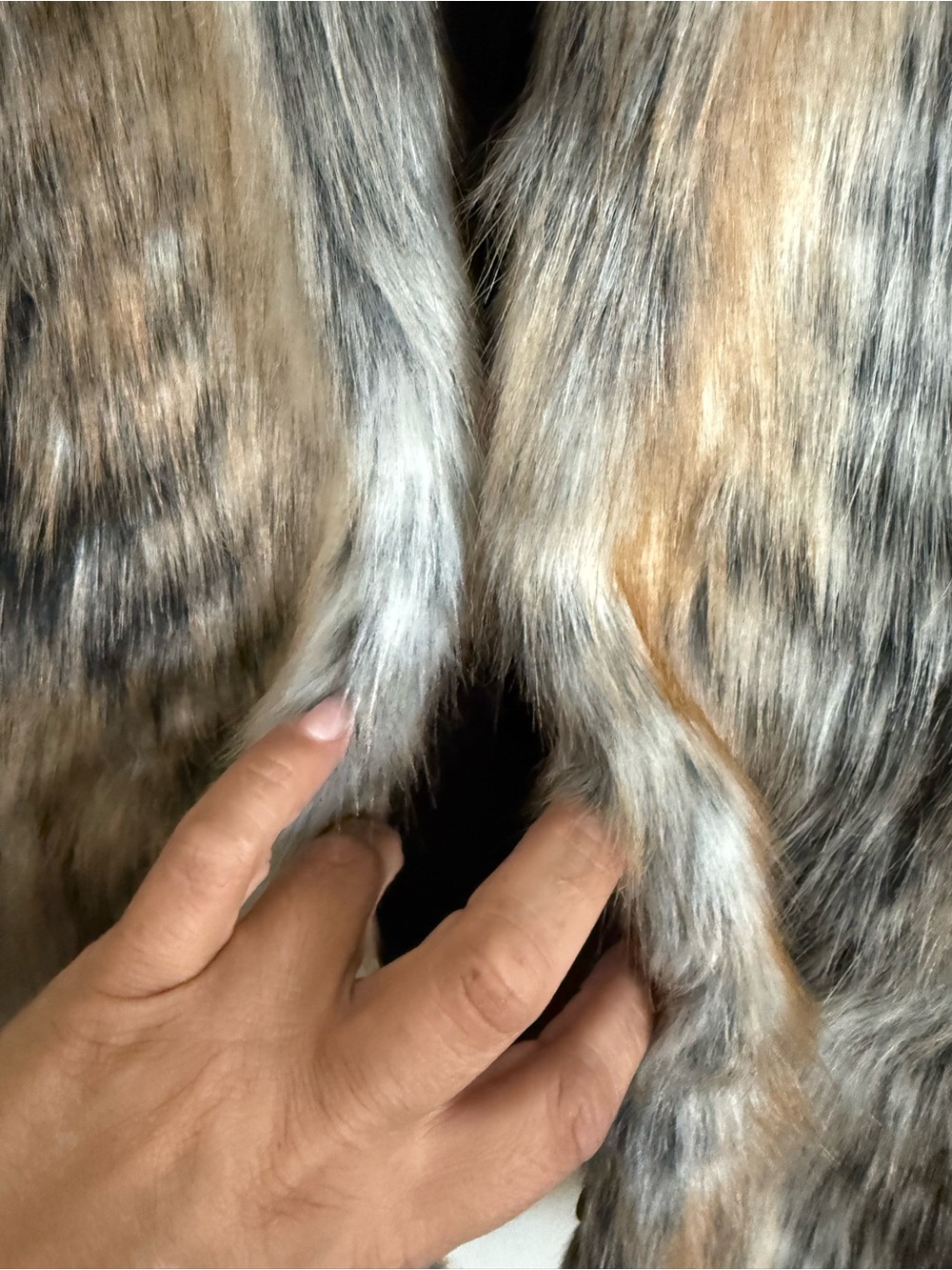 Fabulous Furs Mixed-Tone Faux Fur Vest in Taupe, Black & Cream - Picture 4 of 7